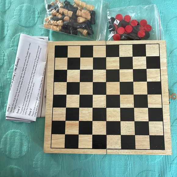 Chess checkers backgammon 3 in 1 set by Lucky Lad - Picture 9 of 12